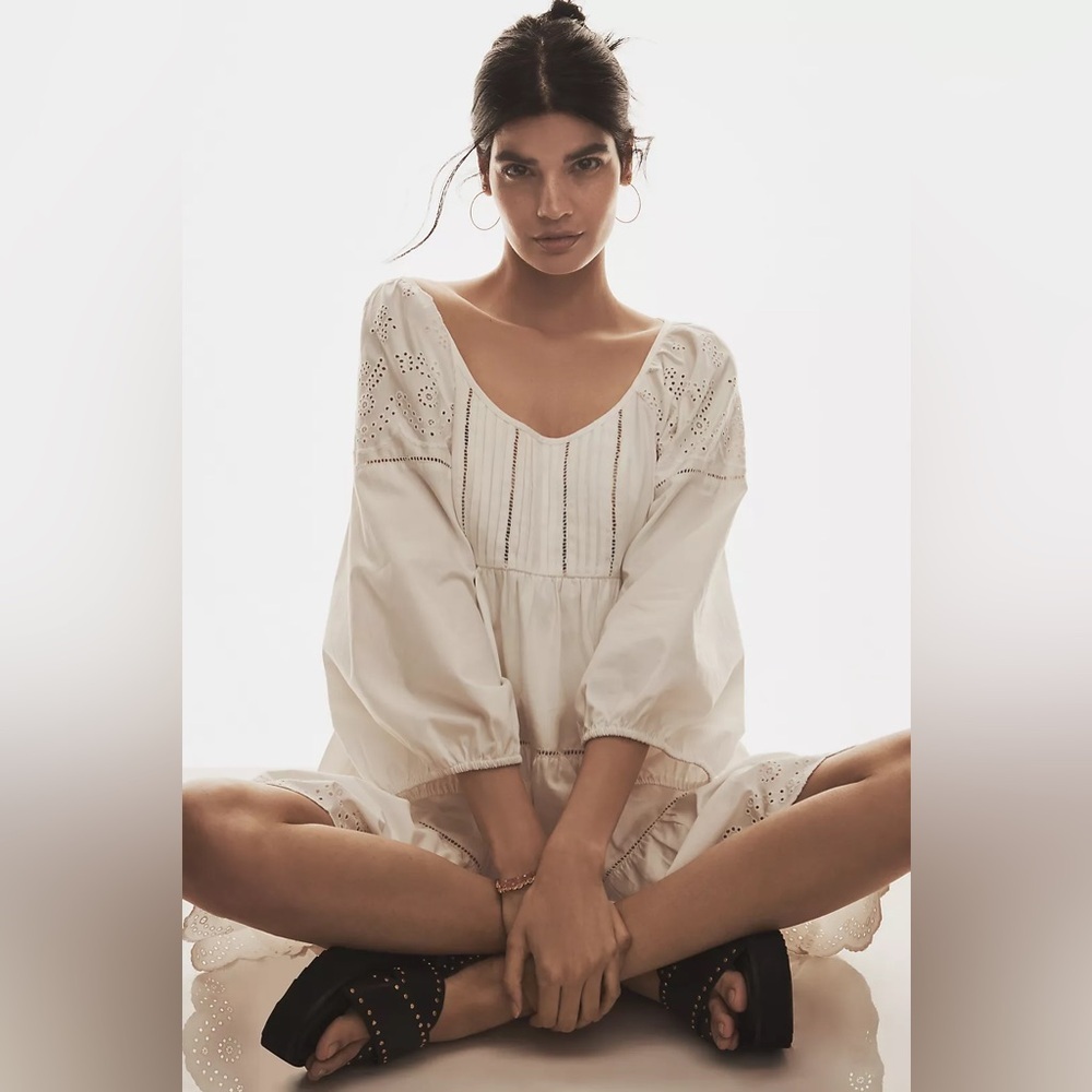 NWT Size XS - Anthropologie 100% Cotton Lace Scallop-Hem Romper (NWT US$ 178)